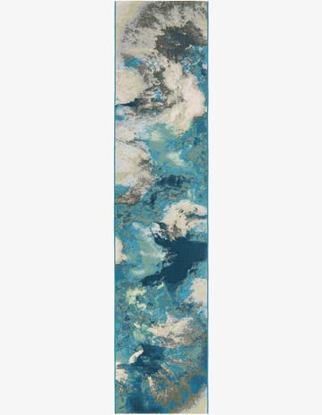 2' 7 x 12' Easy-Clean Modern Indoor / Outdoor Runner Rug