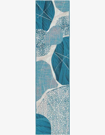 Blue and Ivory Easy-Clean Modern Indoor / Outdoor Runner Rug