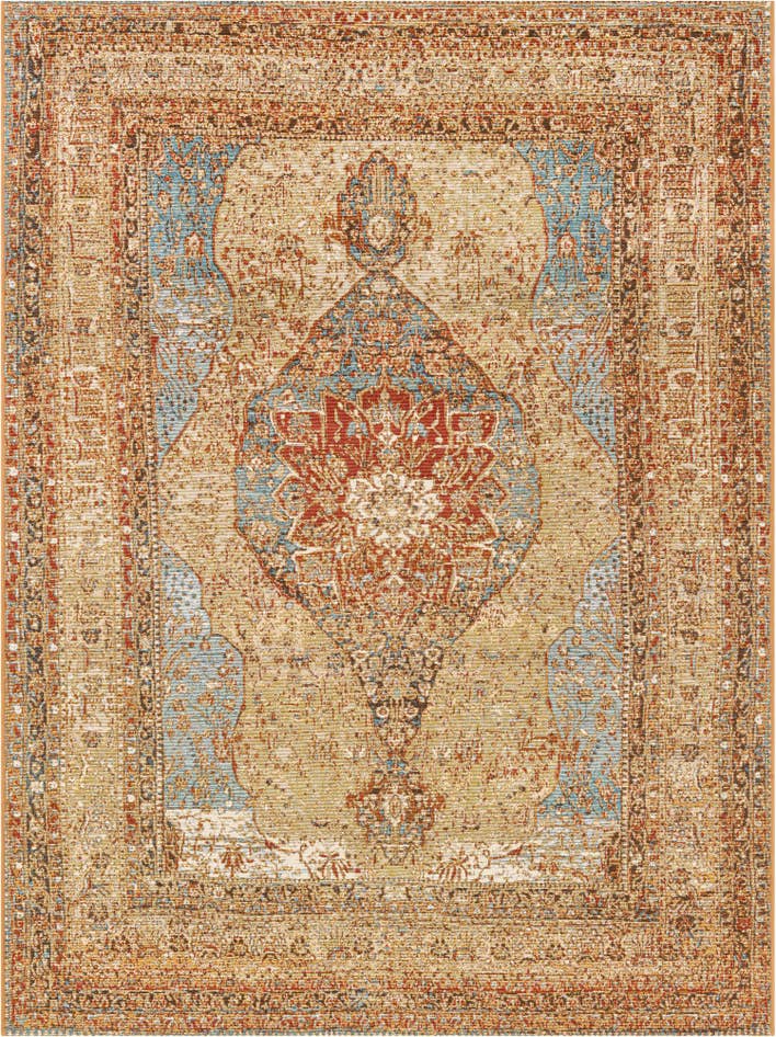 Detail image of 5' 3 x 7' Easy-Clean Traditional Indoor / Outdoor Rug