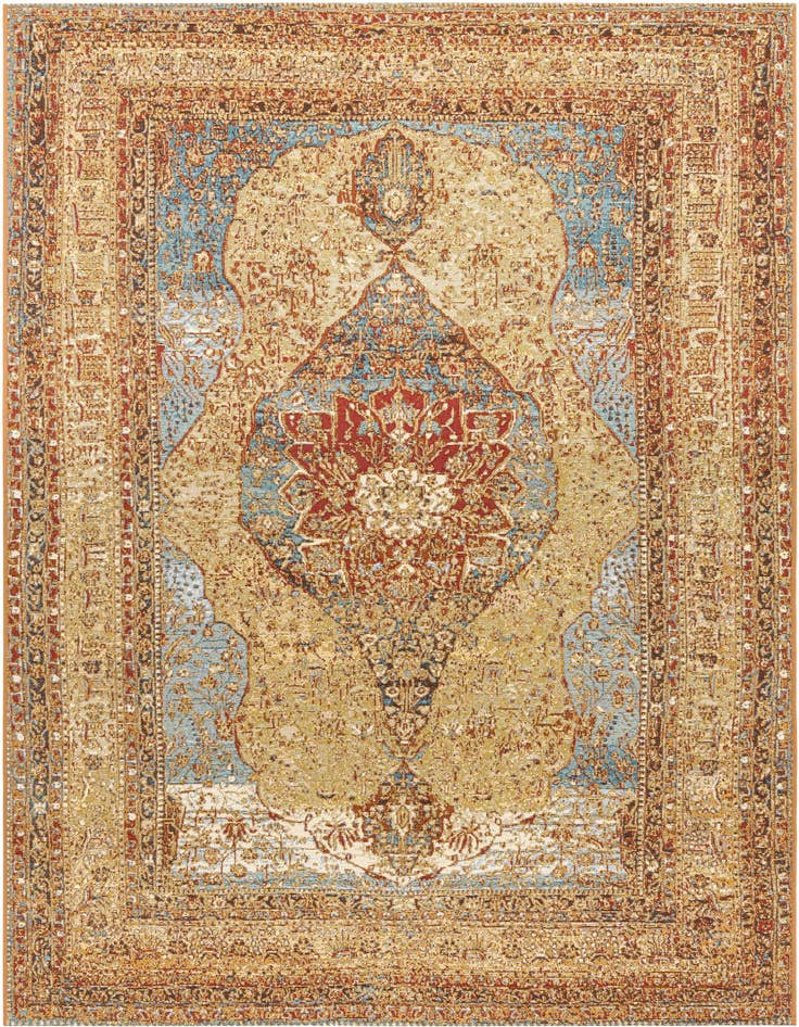 Detail image of 5' 3 x 8' Easy-Clean Traditional Indoor / Outdoor Rug