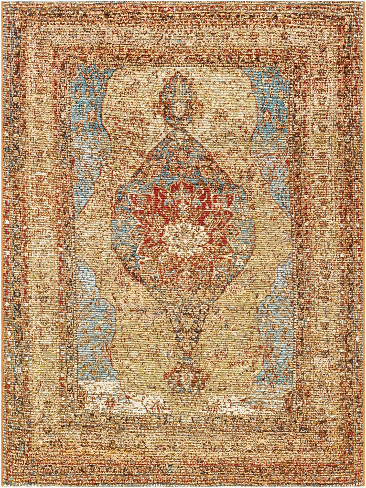 5' 3 x 7'  Washable Traditional Indoor / Outdoor Rug