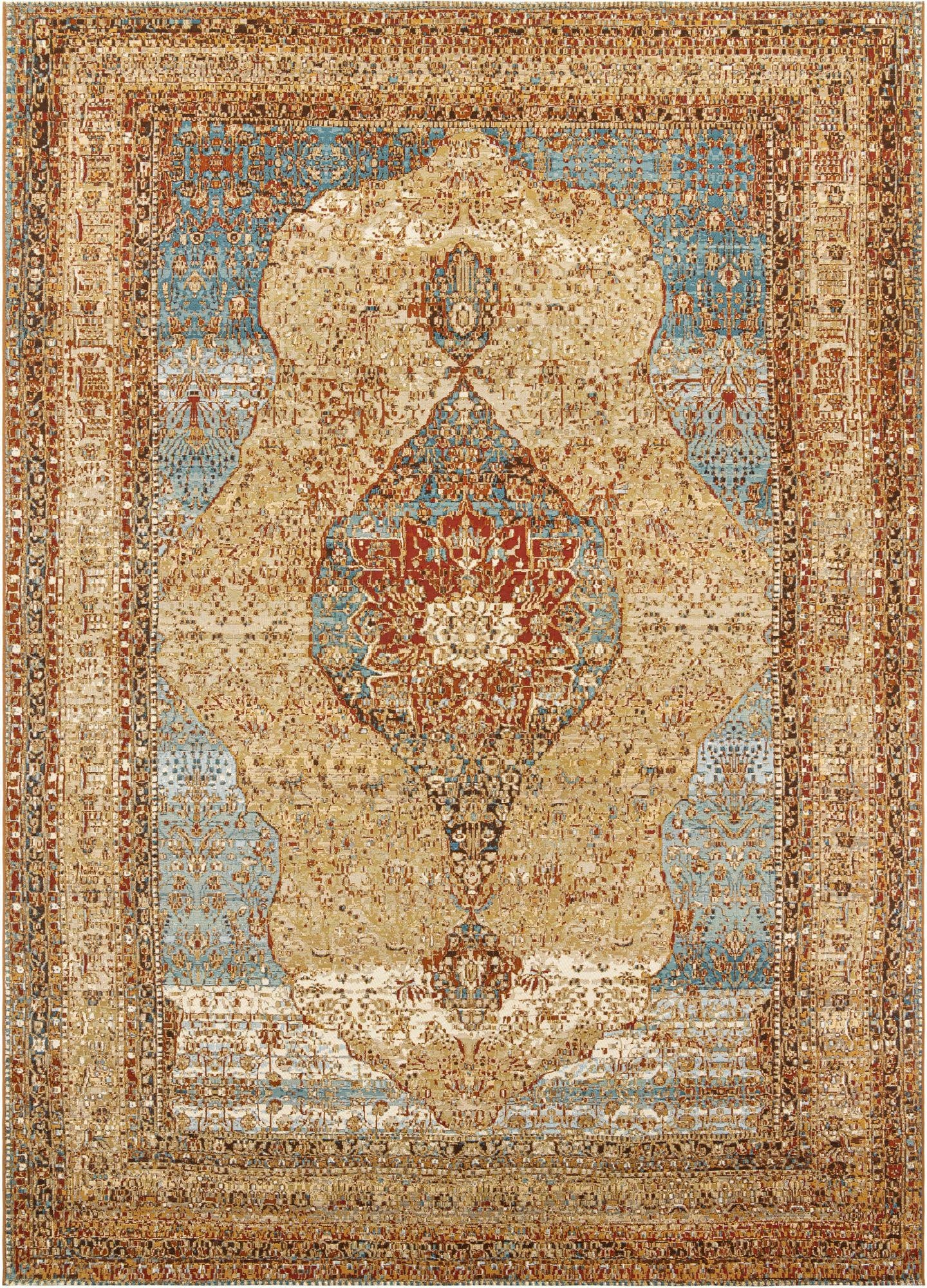 10' x 14'  Washable Traditional Indoor / Outdoor Rug