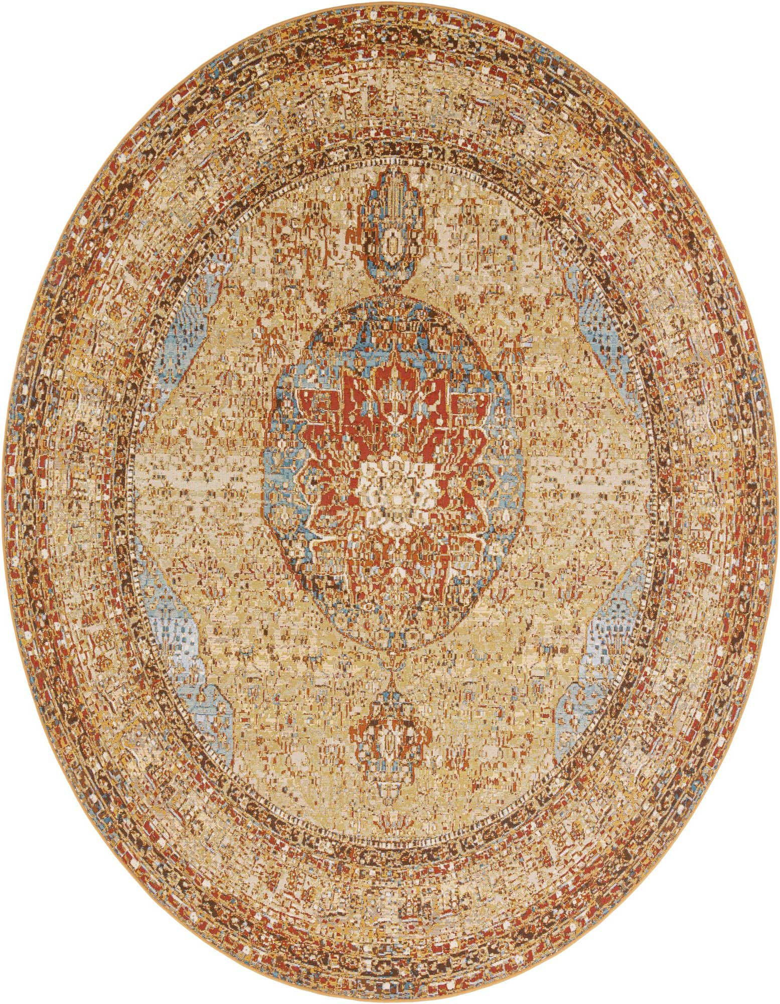 10' x 10' Easy-Clean Traditional Indoor / Outdoor Round Rug