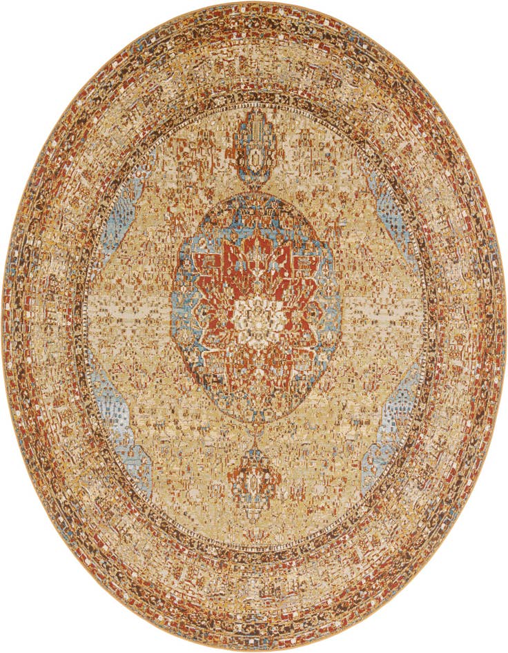 Detail image of 10' x 10' Easy-Clean Traditional Indoor / Outdoor Round Rug