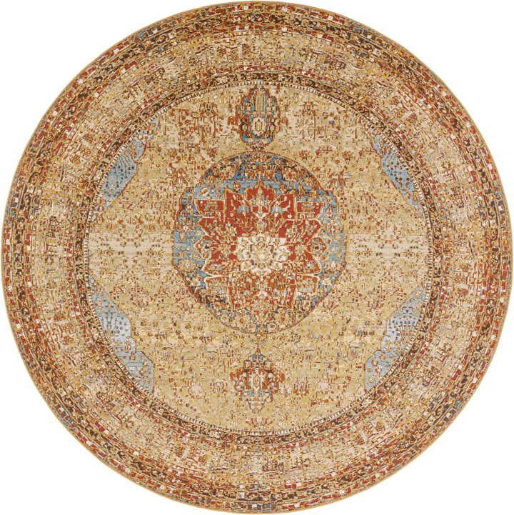 10' x 10' Easy-Clean Traditional Indoor / Outdoor Round Rug