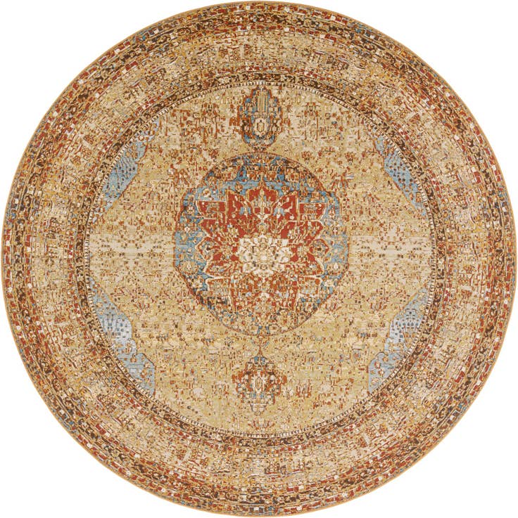 Detail image of 10' x 10' Easy-Clean Traditional Indoor / Outdoor Round Rug