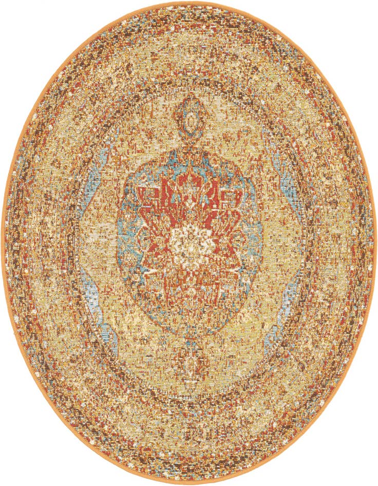 Detail image of 3' 3 x 3' 3 Easy-Clean Traditional Indoor / Outdoor Round Rug