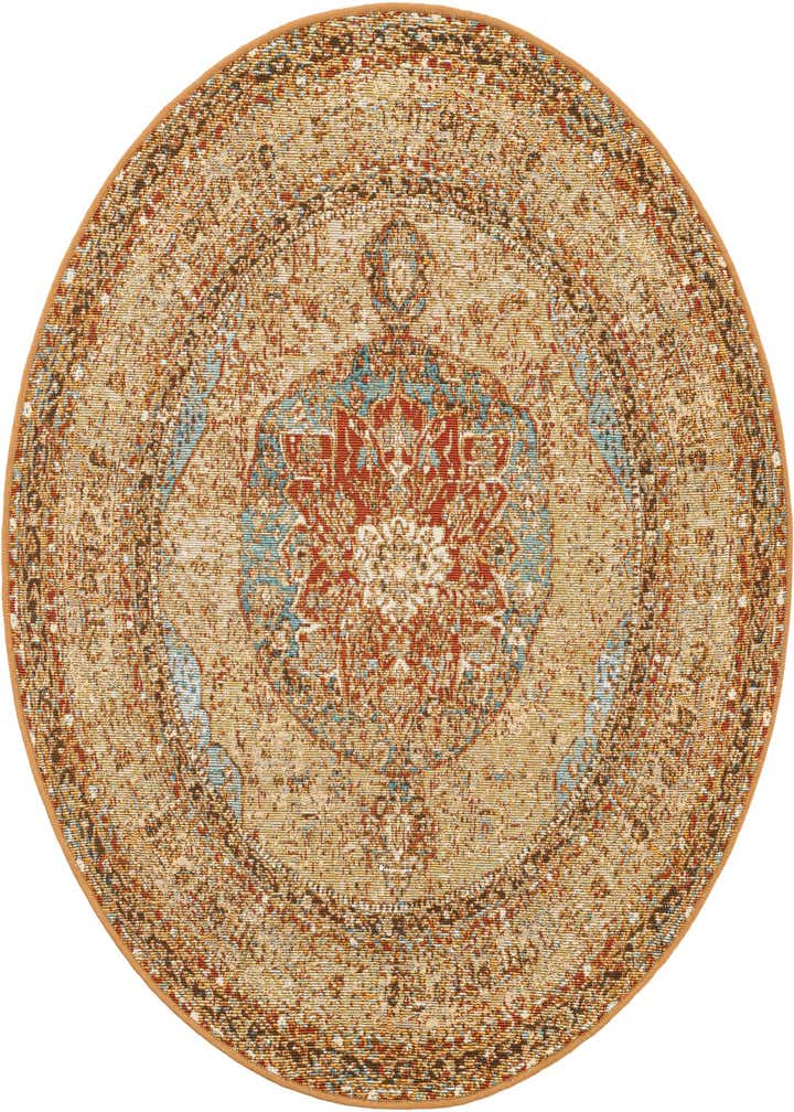 4' x 4' Easy-Clean Traditional Indoor / Outdoor Round Rug