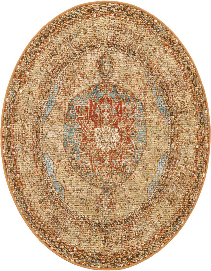 Detail image of 4' x 4' Easy-Clean Traditional Indoor / Outdoor Round Rug