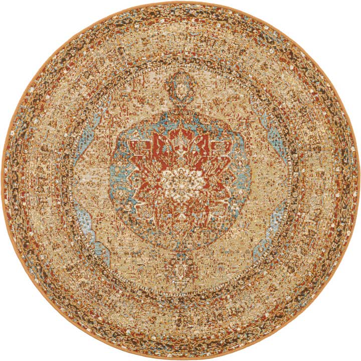 4' x 4' Easy-Clean Traditional Indoor / Outdoor Round Rug
