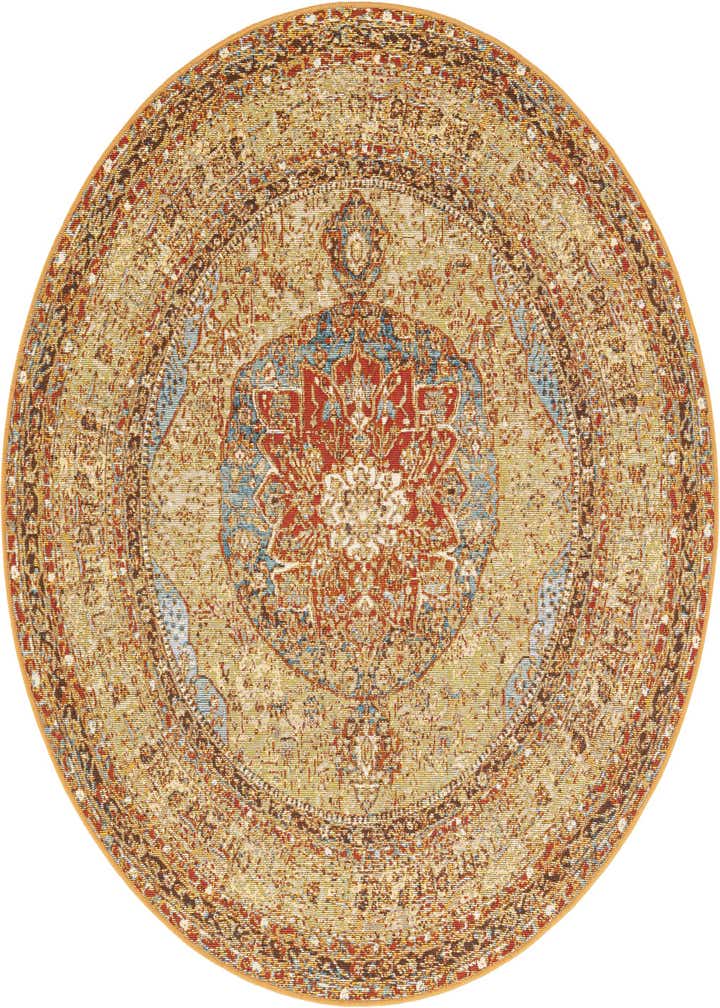 5' 3 x 5' 3 Easy-Clean Traditional Indoor / Outdoor Round Rug