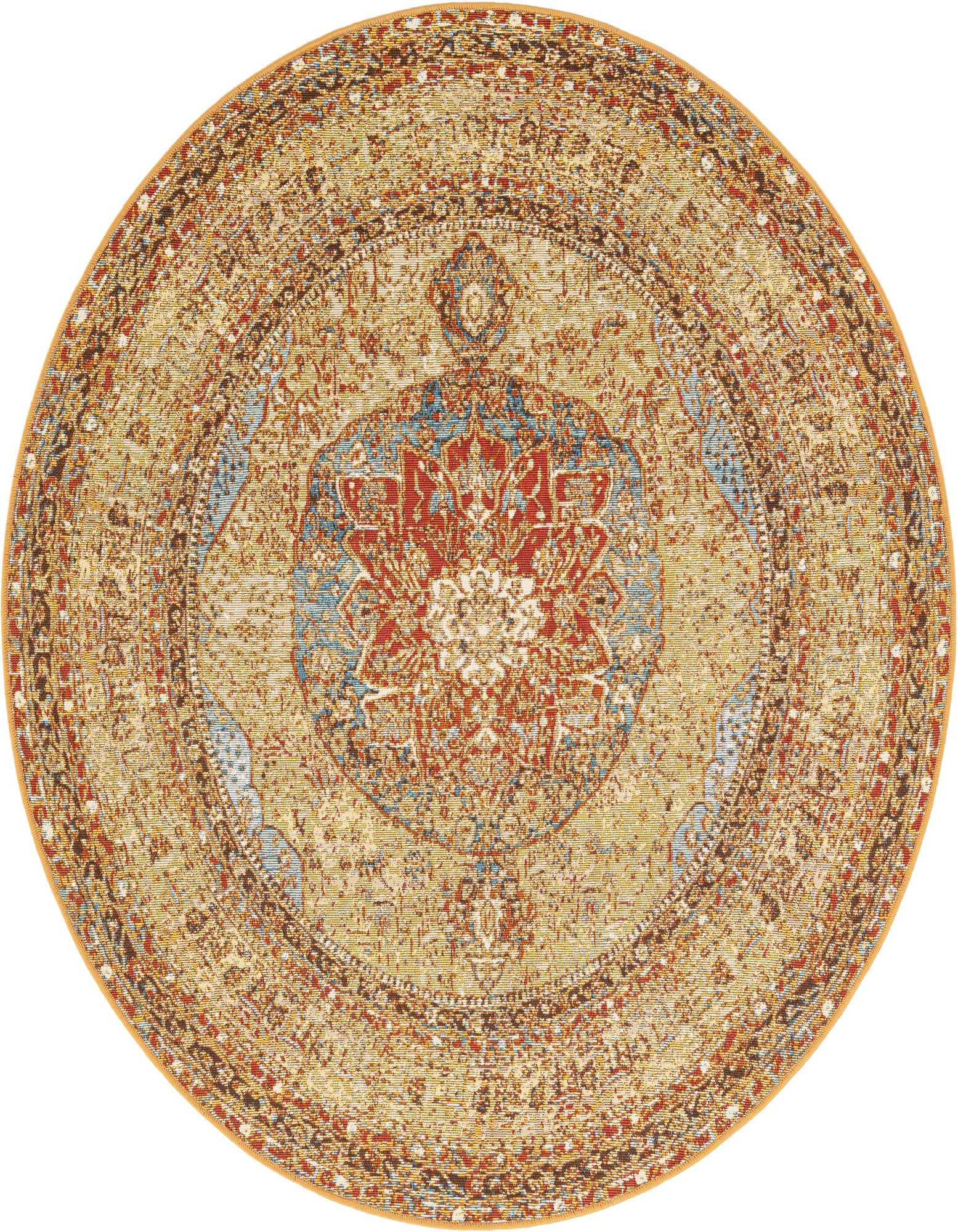 5' 3 x 5' 3 Easy-Clean Traditional Indoor / Outdoor Round Rug