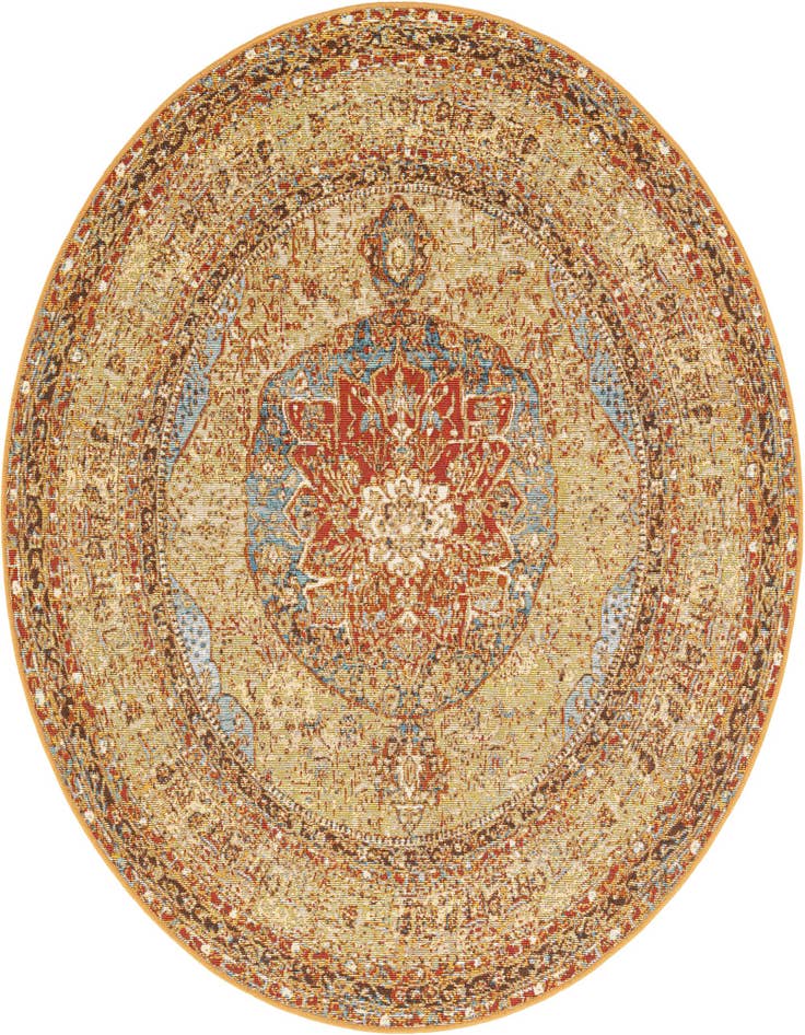 Detail image of 5' 3 x 5' 3 Easy-Clean Traditional Indoor / Outdoor Round Rug