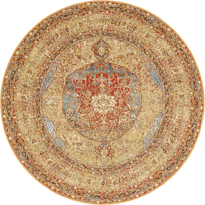 5' 3 x 5' 3 Easy-Clean Traditional Indoor / Outdoor Round Rug