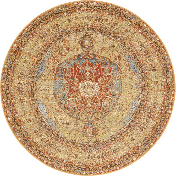 Detail image of 5' 3 x 5' 3 Easy-Clean Traditional Indoor / Outdoor Round Rug