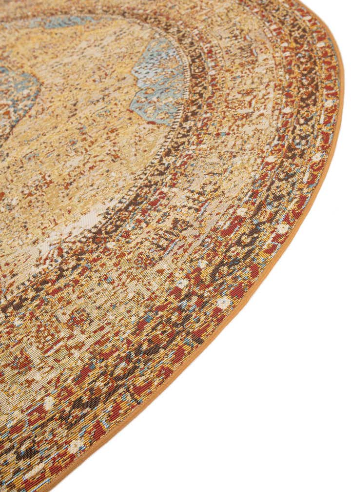 5' 3 x 5' 3 Easy-Clean Traditional Indoor / Outdoor Round Rug