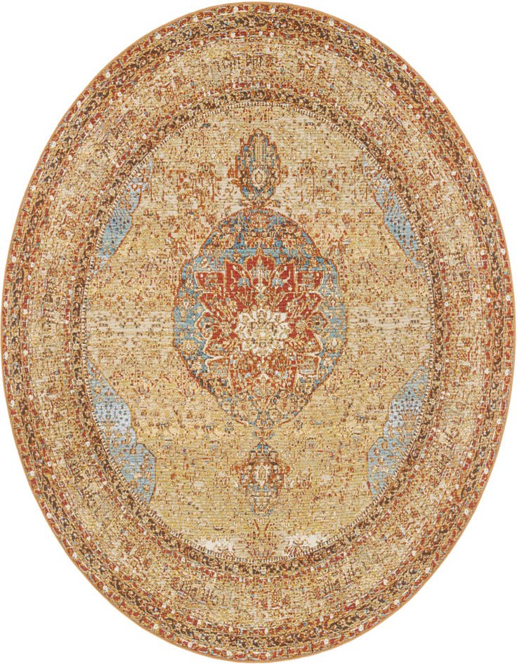 Detail image of 7' 10 x 7' 10 Easy-Clean Traditional Indoor / Outdoor Round Rug