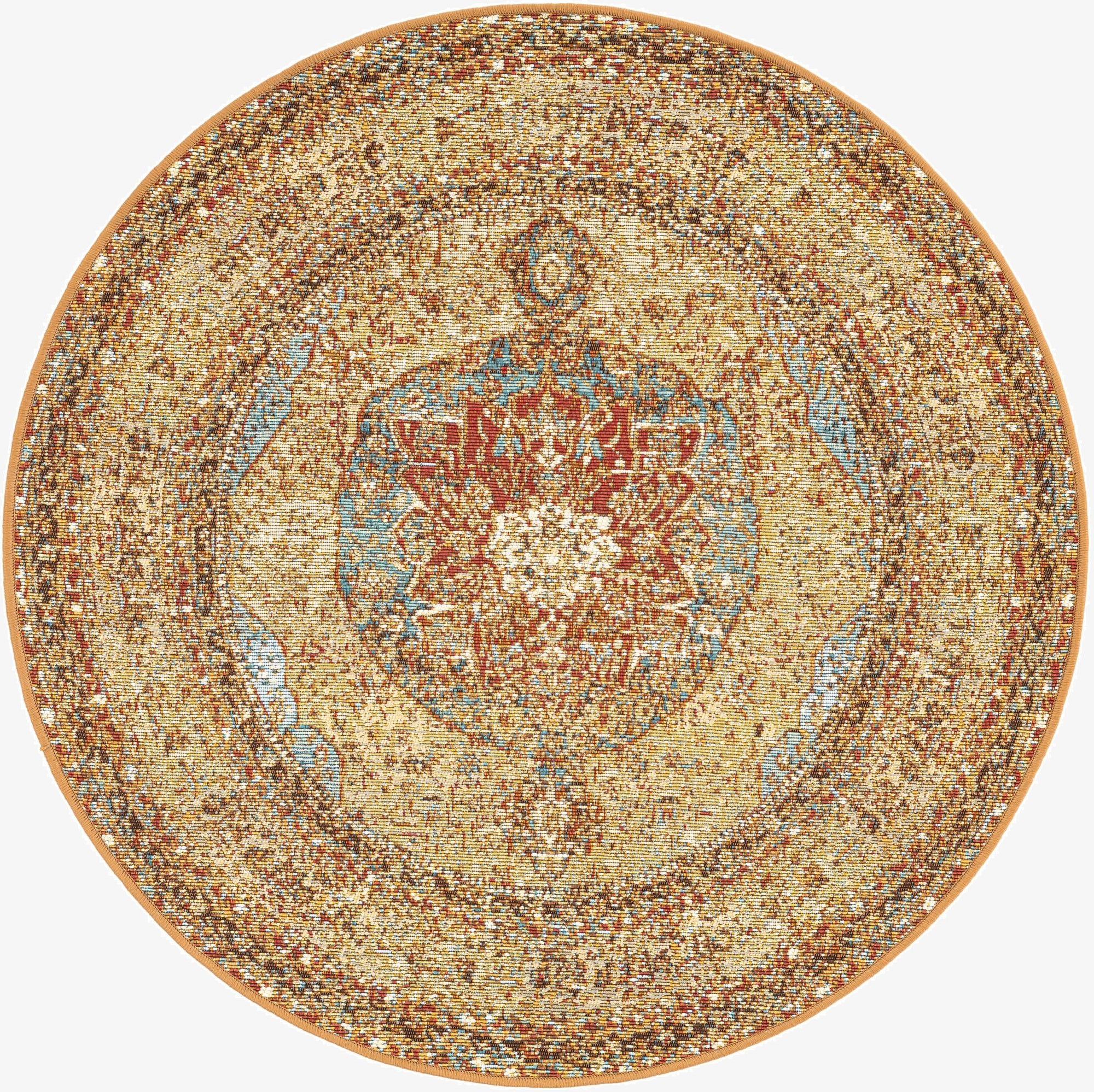 3' 3 x 3' 3  Washable Traditional Indoor / Outdoor Round Rug