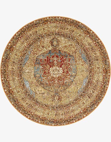 5' 3 x 5' 3 Easy-Clean Traditional Indoor / Outdoor Round Rug
