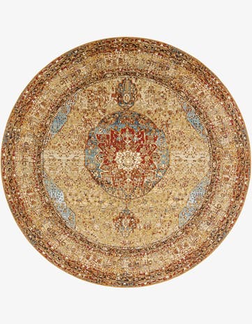 10' x 10' Easy-Clean Traditional Indoor / Outdoor Round Rug