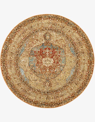 4' x 4' Easy-Clean Traditional Indoor / Outdoor Round Rug