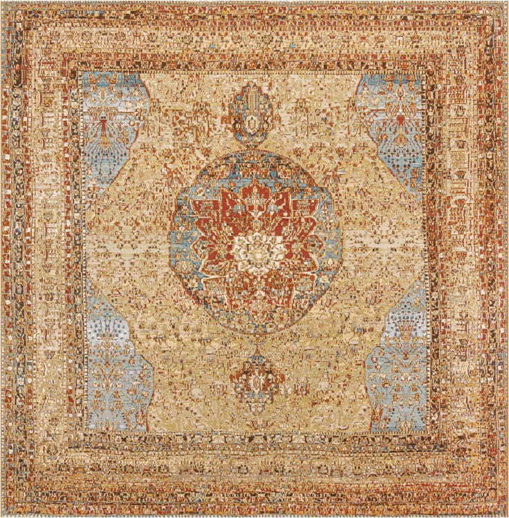 Detail image of 10' x 10' Easy-Clean Traditional Indoor / Outdoor Square Rug