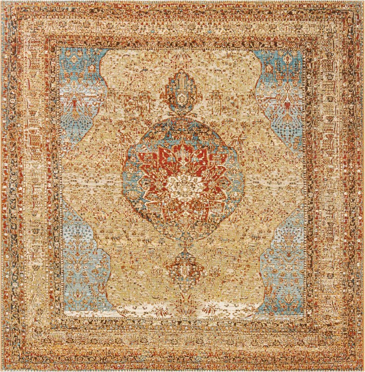 Detail image of 7' 10 x 7' 10 Easy-Clean Traditional Indoor / Outdoor Square Rug