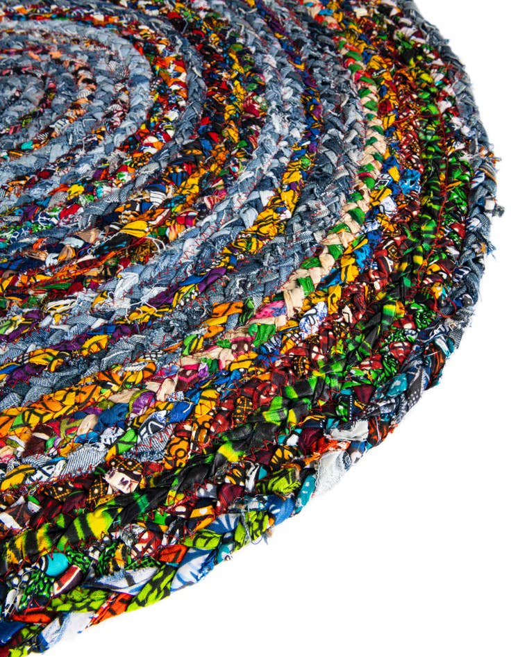 Detail image of 2' 2 x 3' 7  Hand Braided Chindi Hearth Rug