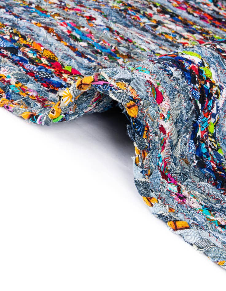 Detail image of 2' 2 x 3' 7  Hand Braided Chindi Hearth Rug