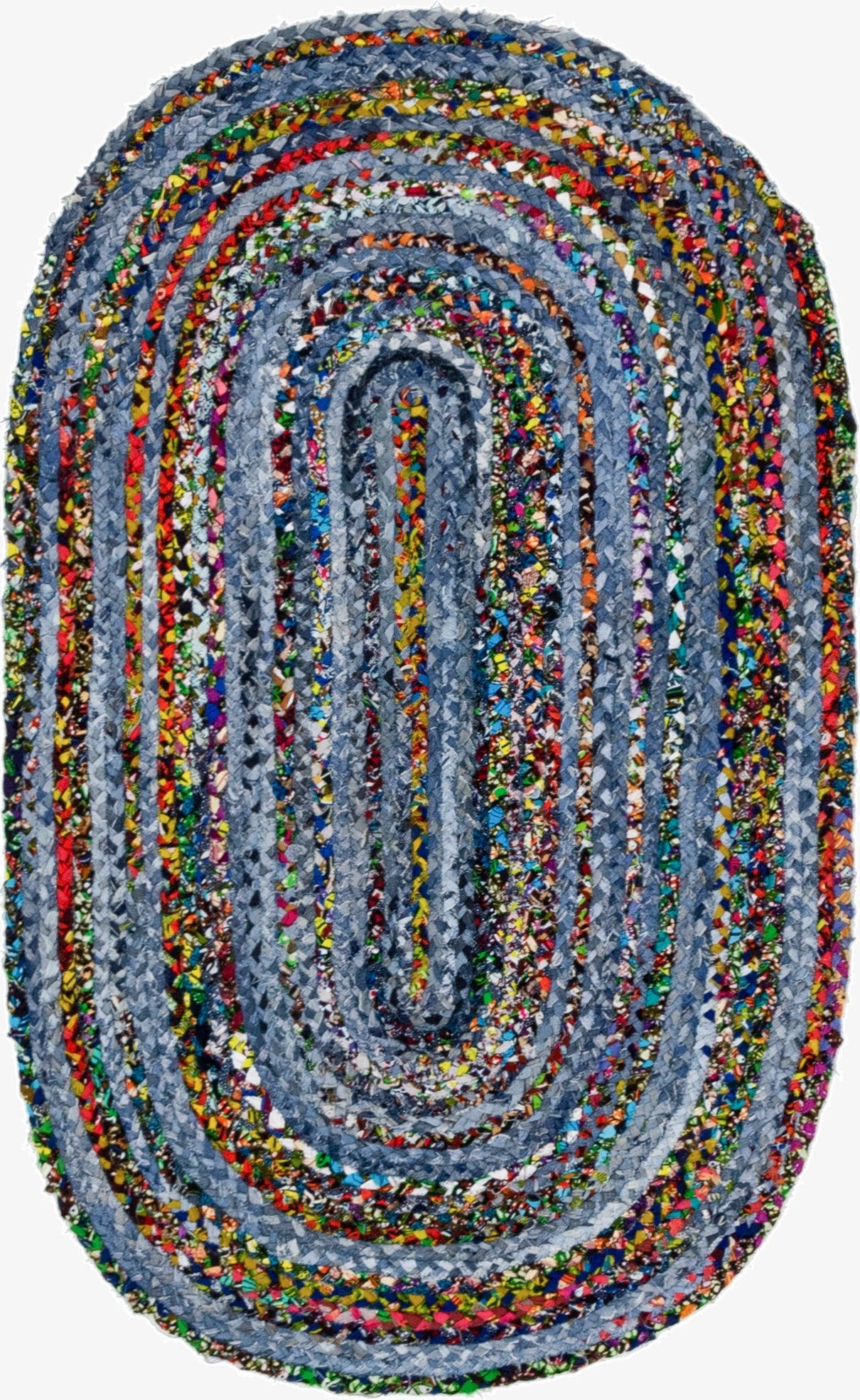 3' 3 x 5' 1  Hand Braided Chindi Oval Rug