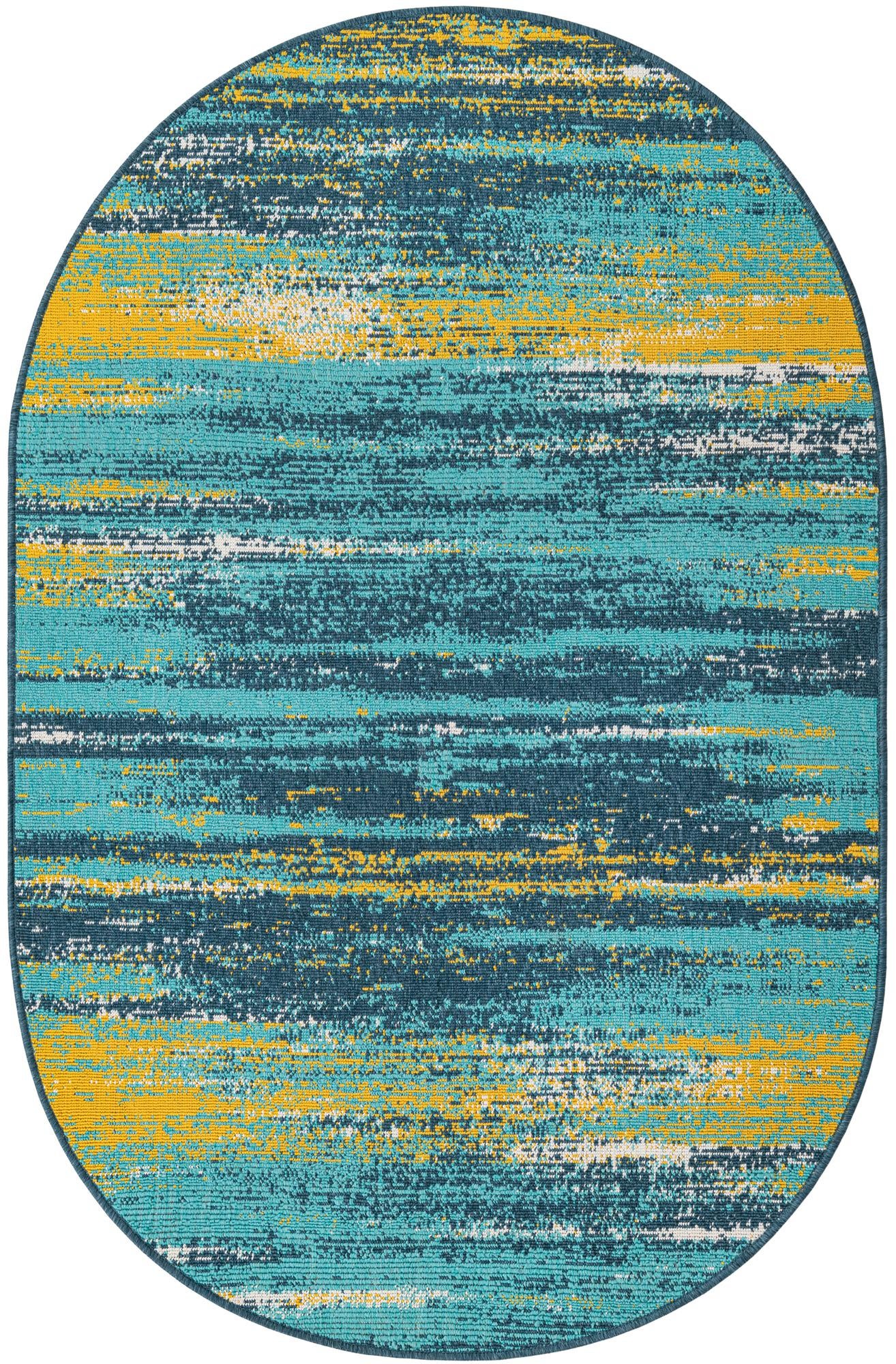 4' x 6' Easy-Clean Coastal Indoor / Outdoor Oval Rug