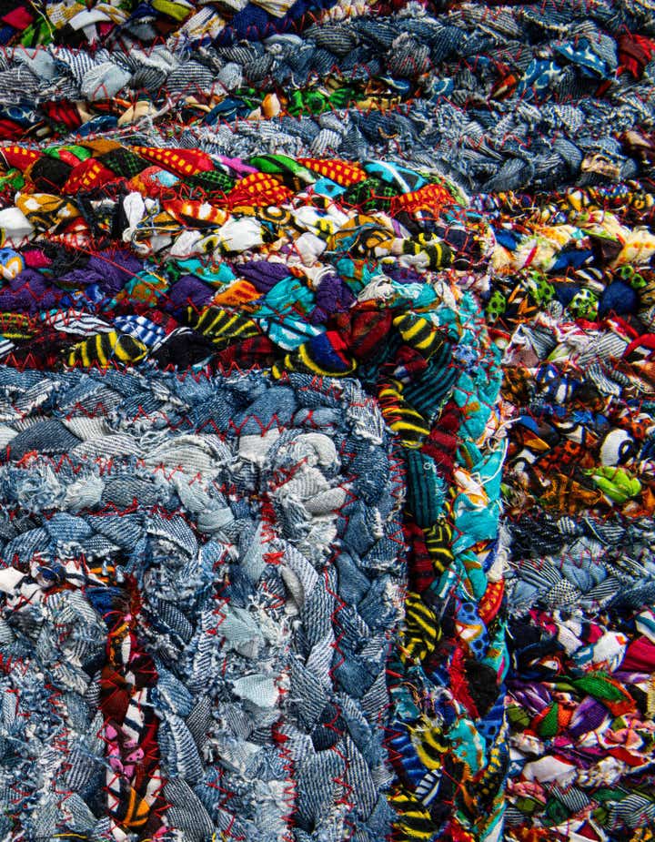 8' x 10' Handmade Braided Chindi Rug