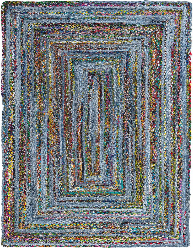 Detail image of 5' 1 x 8' Handmade Braided Chindi Rug