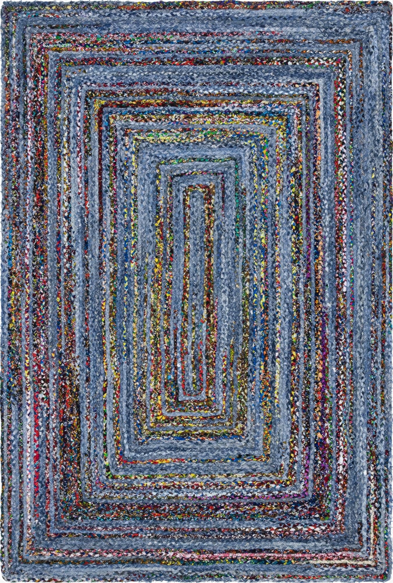 Primary image 6' 1 x 9'  Hand Braided Chindi Rug
