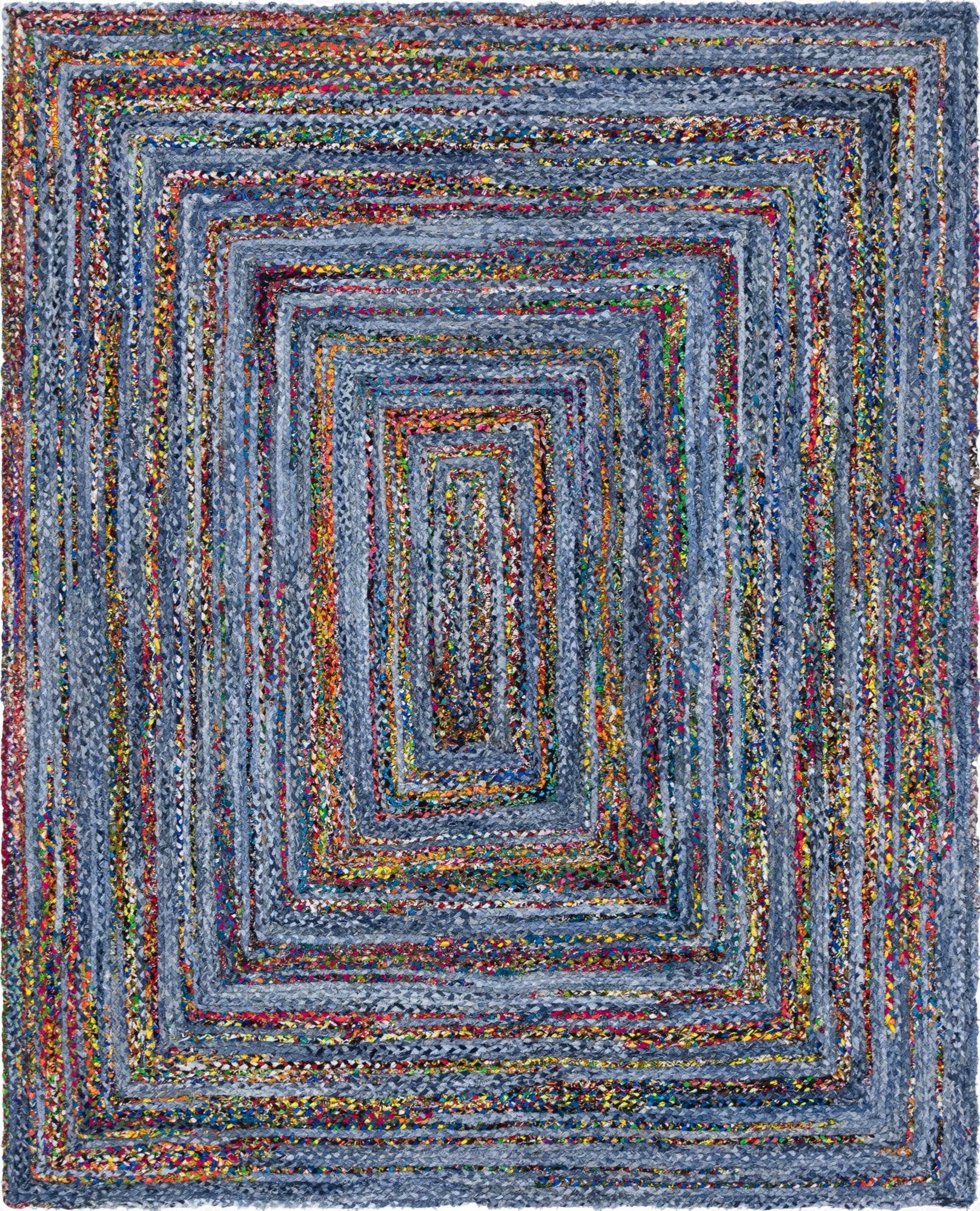 Primary image 8' x 10'  Hand Braided Chindi Rug