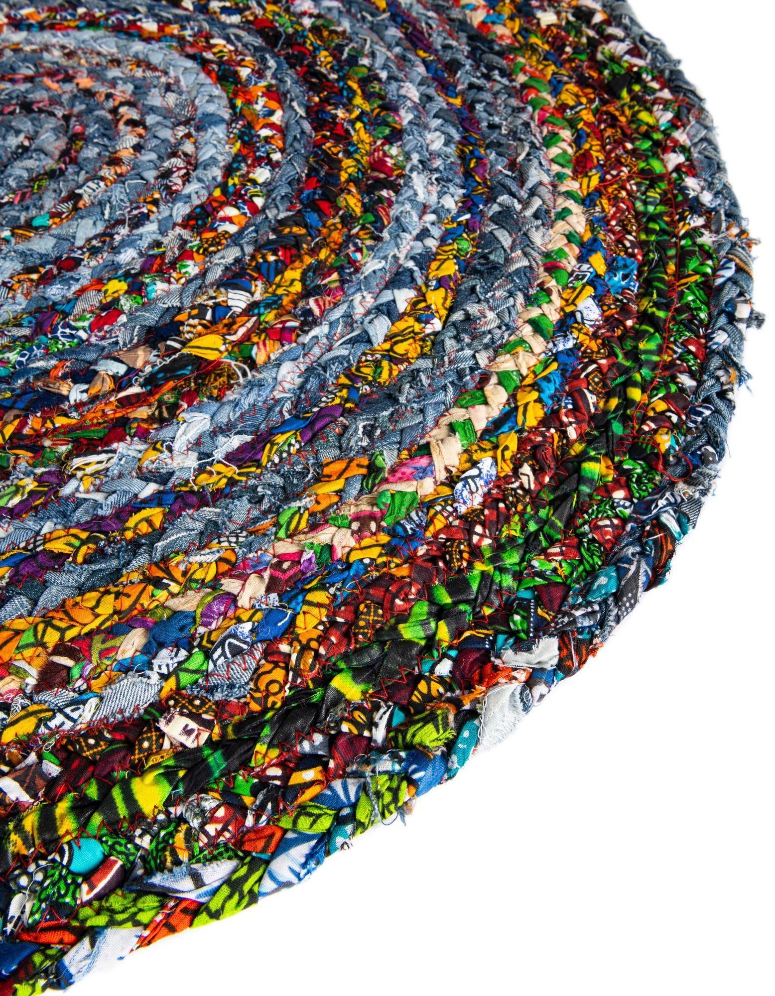 8' x 8' Handmade Braided Chindi Round Rug