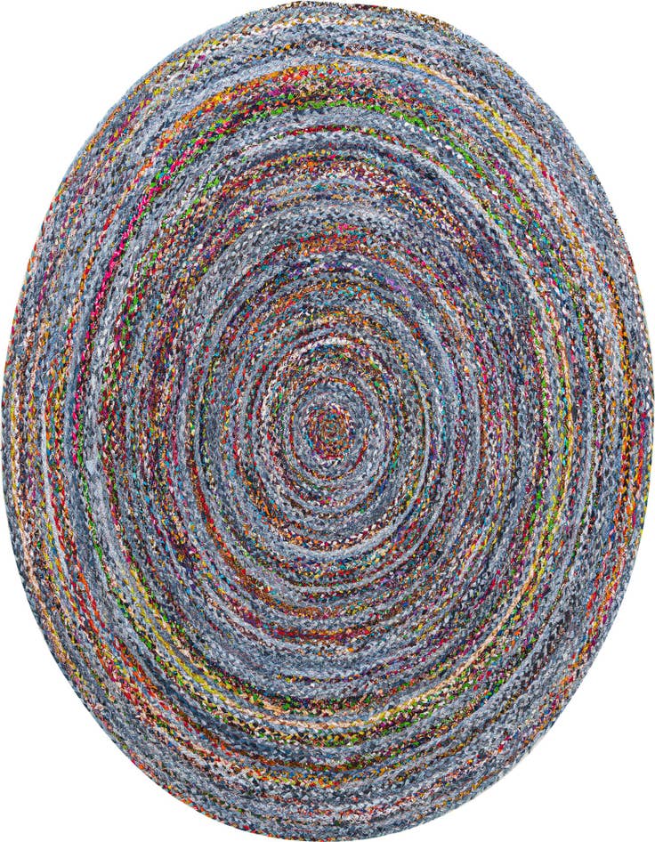 Detail image of 8' x 8'  Hand Braided Chindi Round Rug