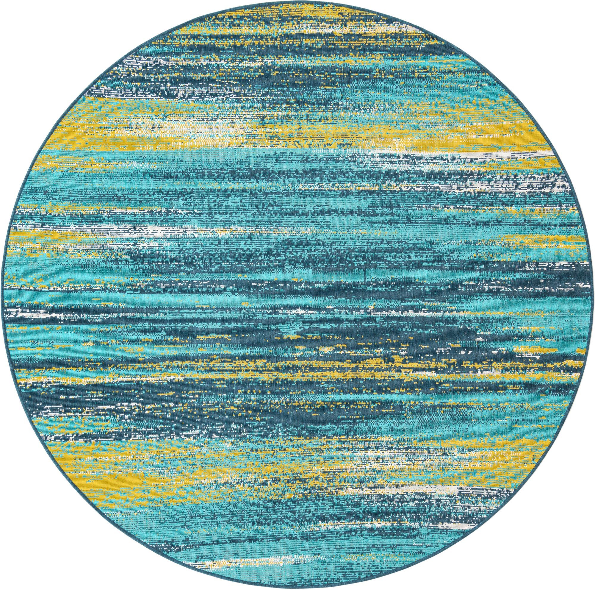 7' x 7' Easy-Clean Coastal Indoor / Outdoor Round Rug
