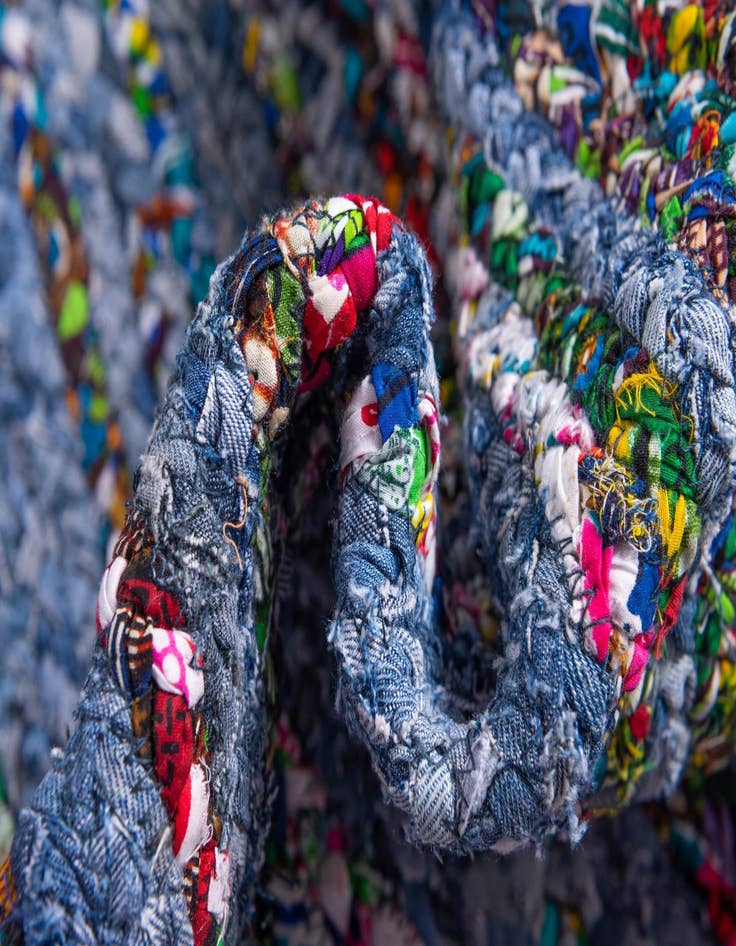 Detail image of 2' 7 x 6' 1  Hand Braided Chindi Runner Rug