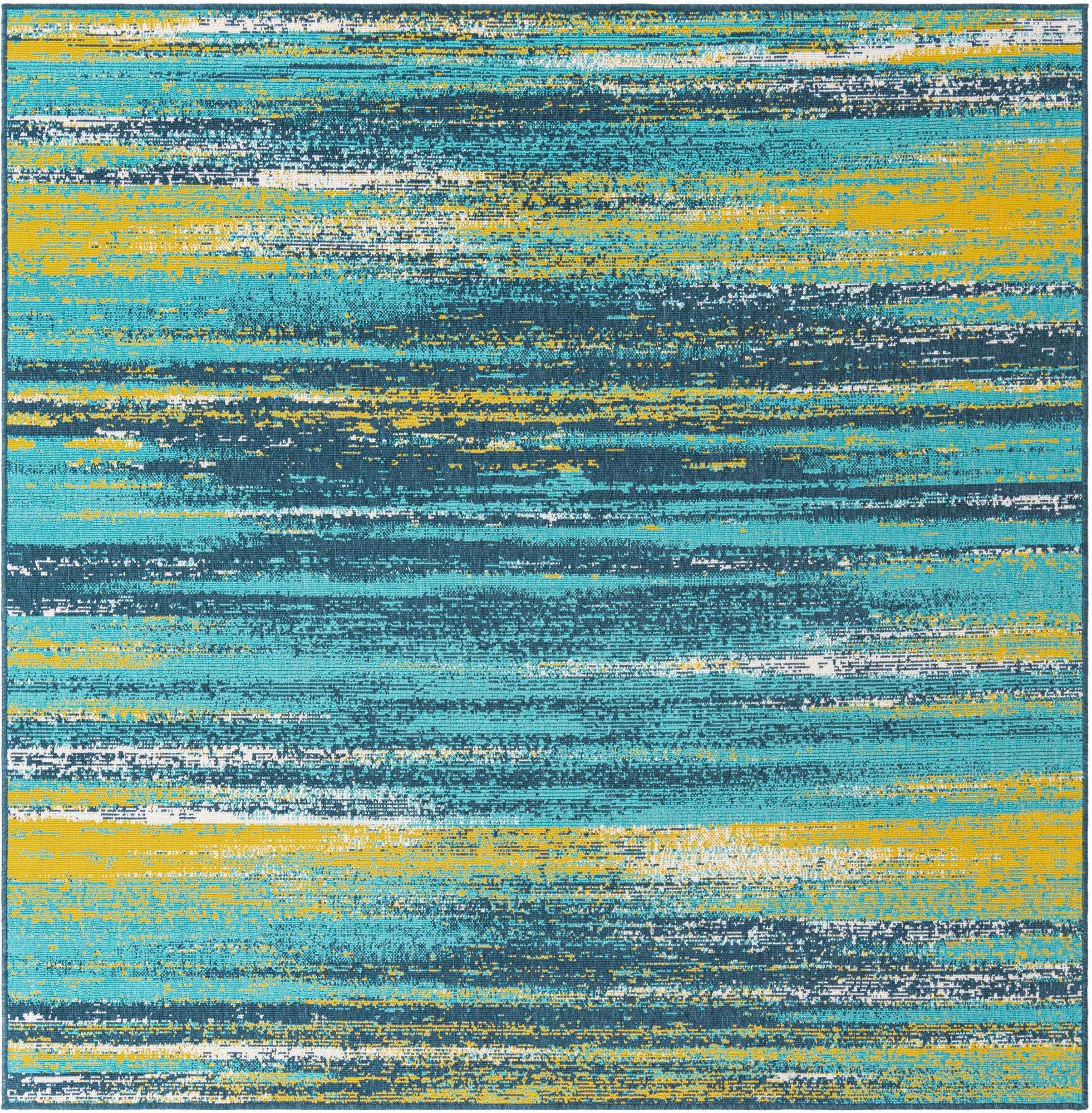 7' 10 x 7' 10 Easy-Clean Coastal Indoor / Outdoor Square Rug