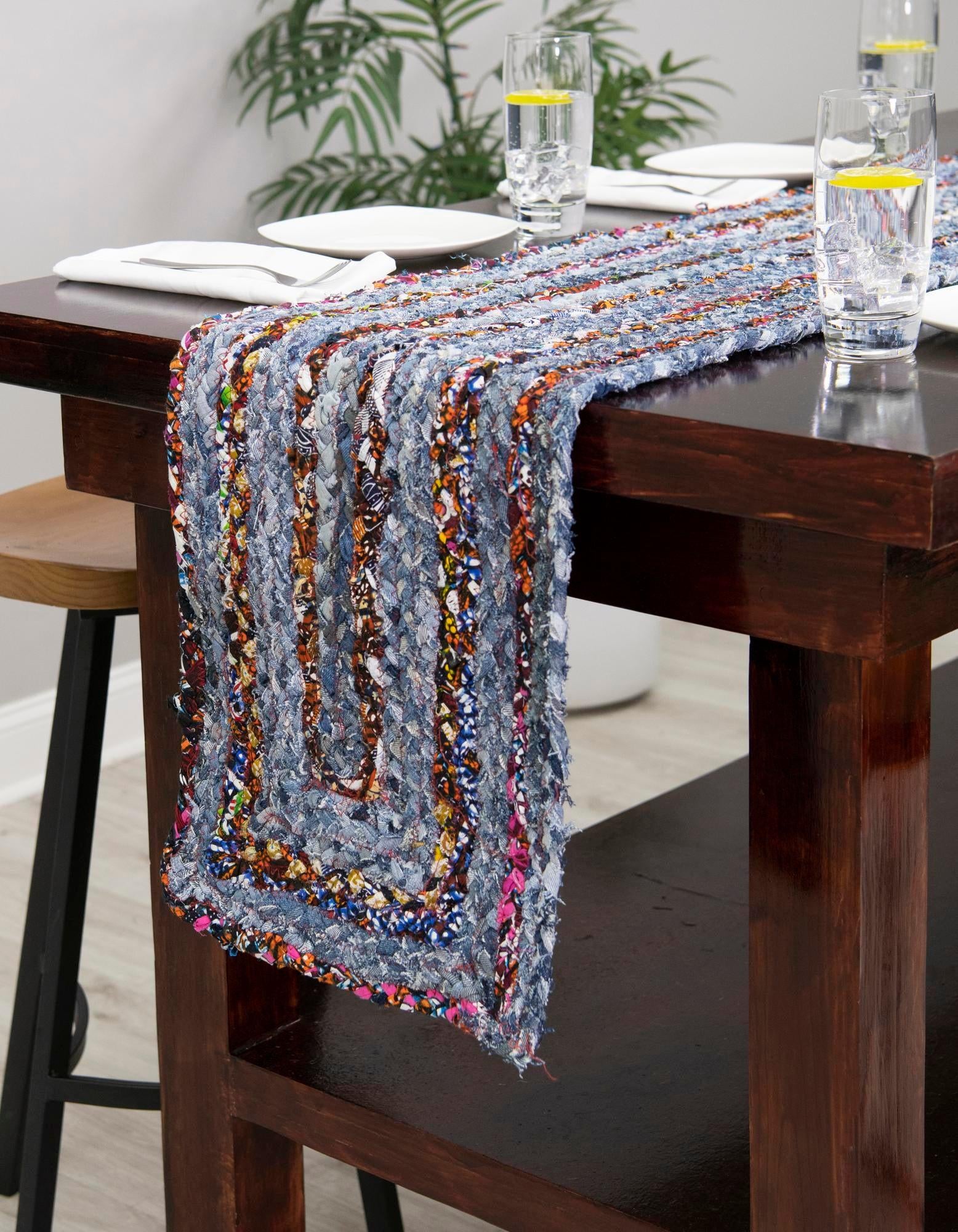 1' 2 x 4' 1 Hand Woven Braided Chindi Table Runner Rug