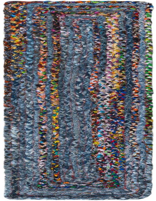 Detail image of 1' 2 x 5' 1  Hand Woven Braided Chindi Table Runner Rug