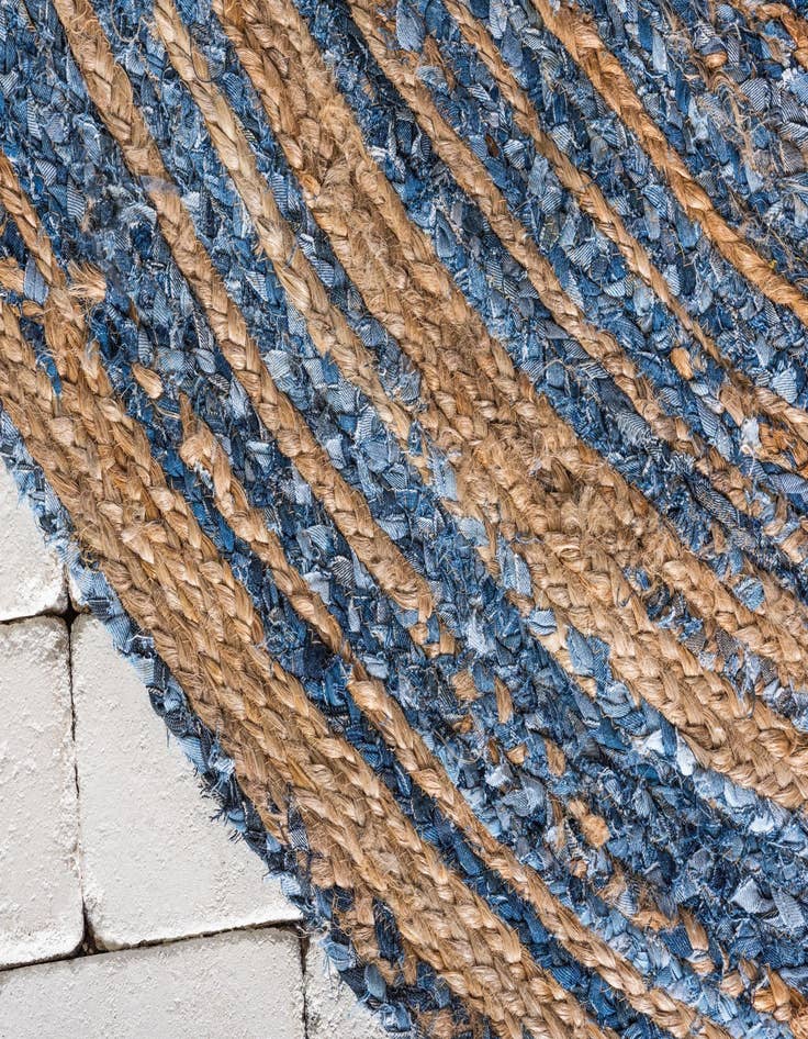 Detail image of 5' 1 x 8'  Hand Braided Chindi Oval Rug