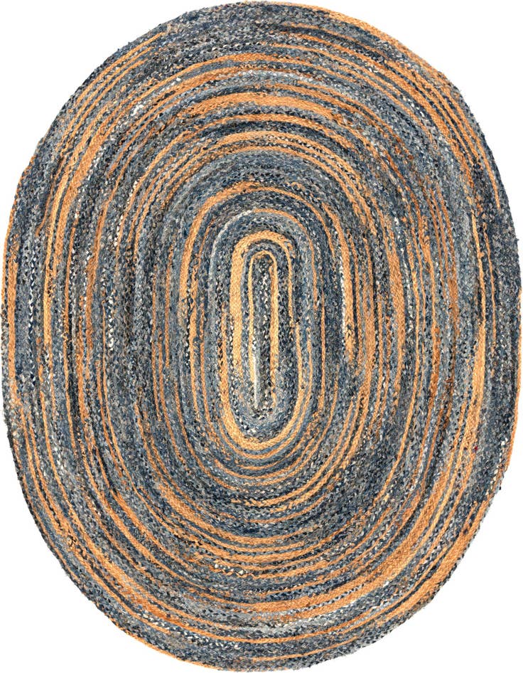 Detail image of 8' x 10' Handmade Braided Chindi Oval Rug