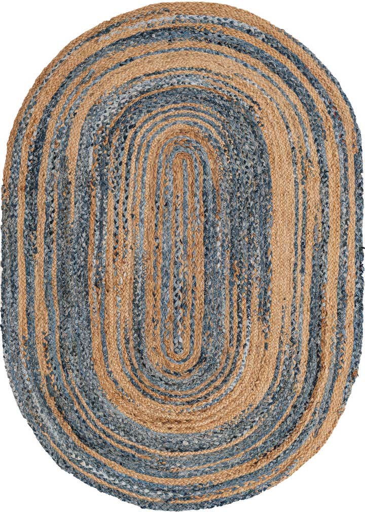 5' 1 x 8' Handmade Braided Chindi Oval Rug