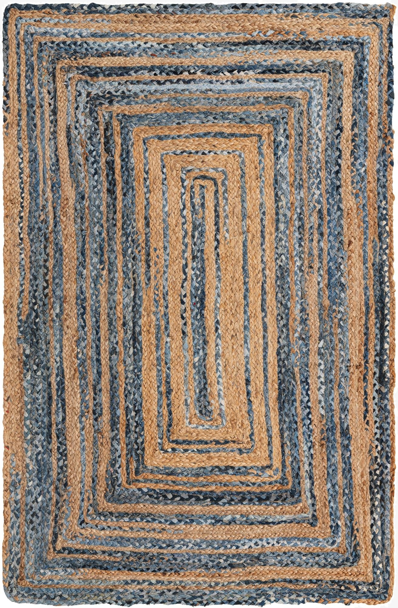 5' 1 x 8'  Hand Braided Chindi Rug
