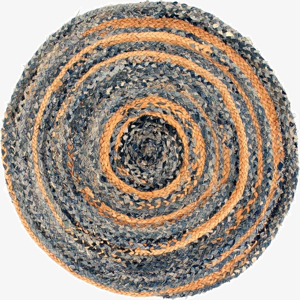 3' 3 x 3' 3  Hand Braided Chindi Round Rug