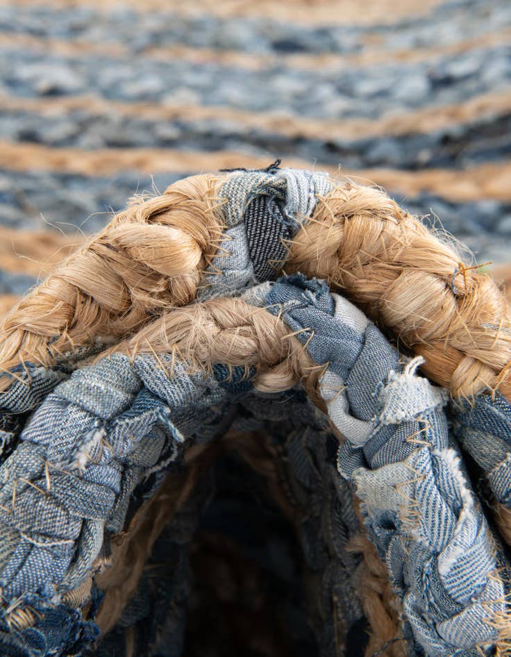 Detail image of 2' 6 x 6' 1  Hand Braided Chindi Runner Rug