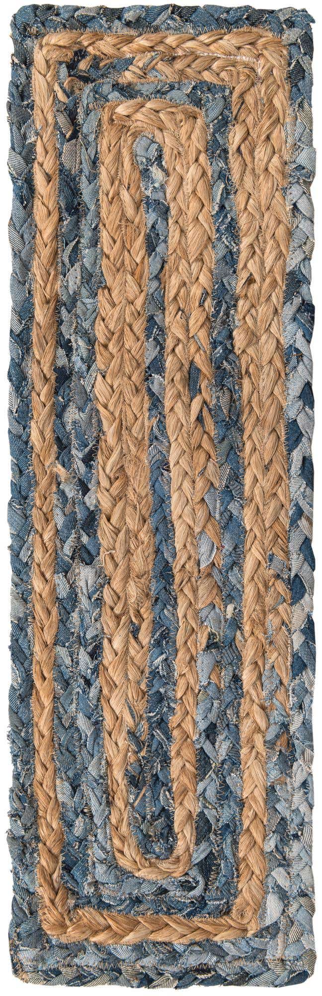 0' 9 x 2' 6 Handmade Braided Chindi Stair Rug