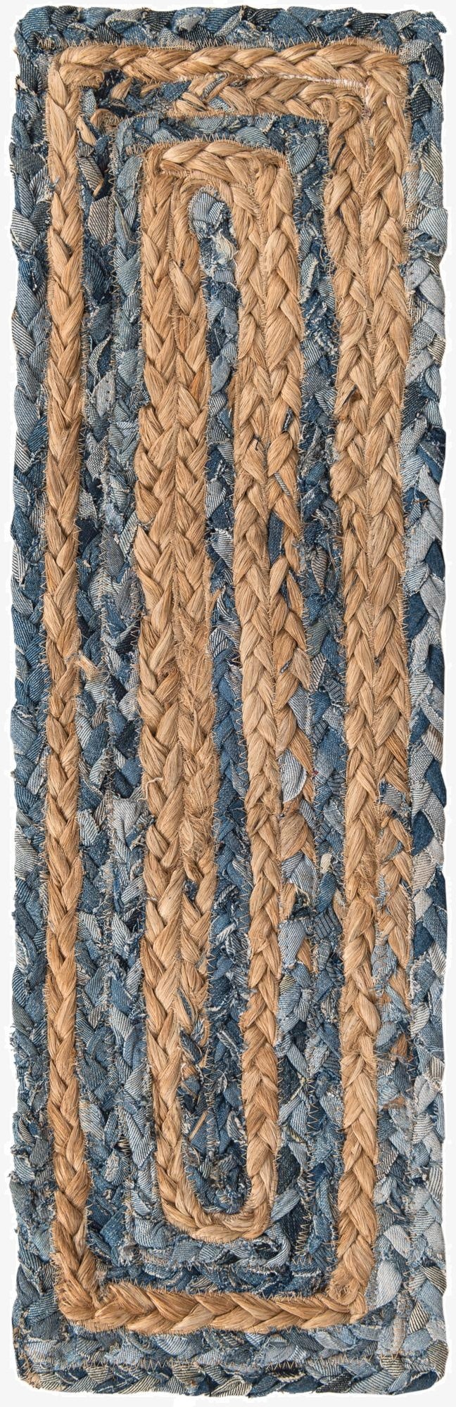 0' 9 x 2' 6  Hand Braided Chindi Stair Rug